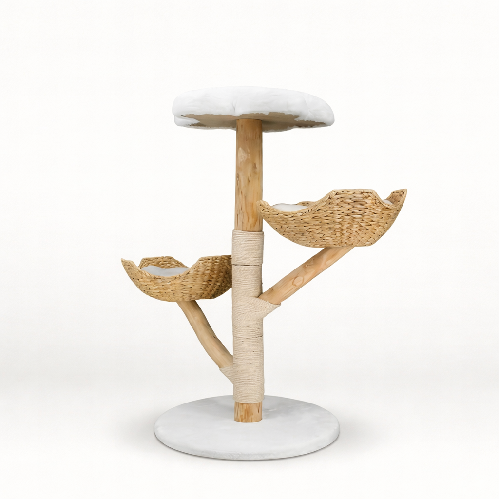 Arbre à Chat en Bois Forme de Fleur