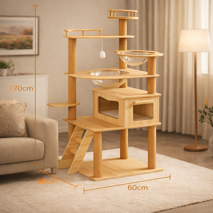 Arbre à Chat en Bois 170 cm