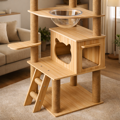 Arbre à Chat en Bois 170 cm