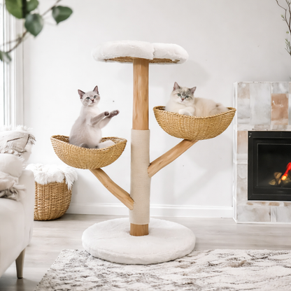 Arbre à Chat en Bois Forme de Fleur